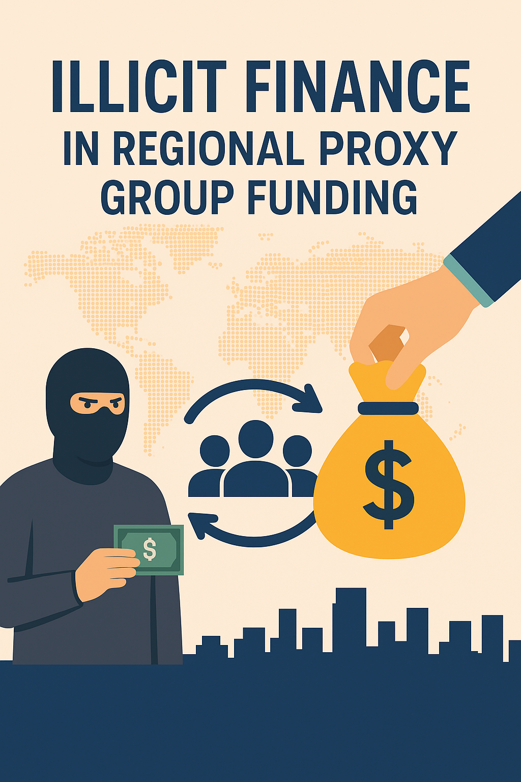 An infographic showing how charities and NGOs are misused as financial fronts to channel funding from Iran to proxy groups.