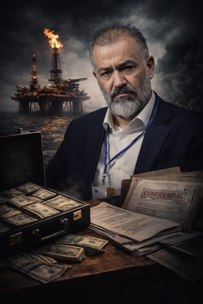 Hamidreza Saqafi, former Iranian oil executive, amid allegations of corruption and non-transparent contracts in Iran’s energy sector.