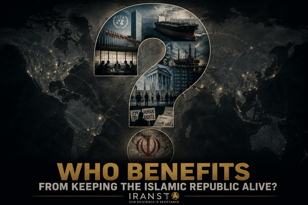 Who Benefits From Keeping the Islamic Republic Alive? Global question mark showing diplomacy, sanctions, security and human rights institutions linked to regime survival