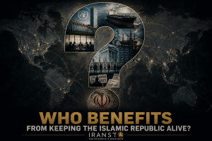 Who Benefits From Keeping the Islamic Republic Alive? Global question mark showing diplomacy, sanctions, security and human rights institutions linked to regime survival
